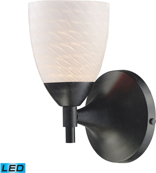 Celina 1 Light Sconce In Dark Rust and White Swirl Glass