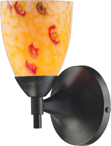 Celina 1 Light Sconce In Dark Rust and Yellow Glass