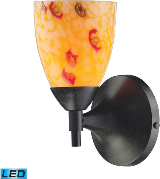 Celina 1 Light Sconce In Dark Rust and Yellow Glass