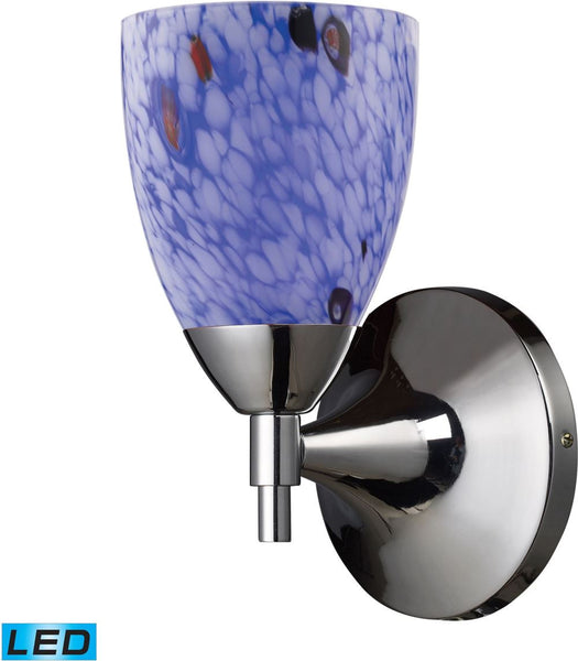 Celina 1 Light Led Sconce In Polished Chrome and Starburst Blue Glass