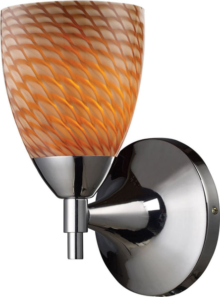 Celina 1 Light Sconce In Polished Chrome and Cocoa Glass