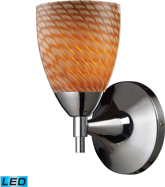 Celina 1 Light Led Sconce In Polished Chrome and Cocoa Glass