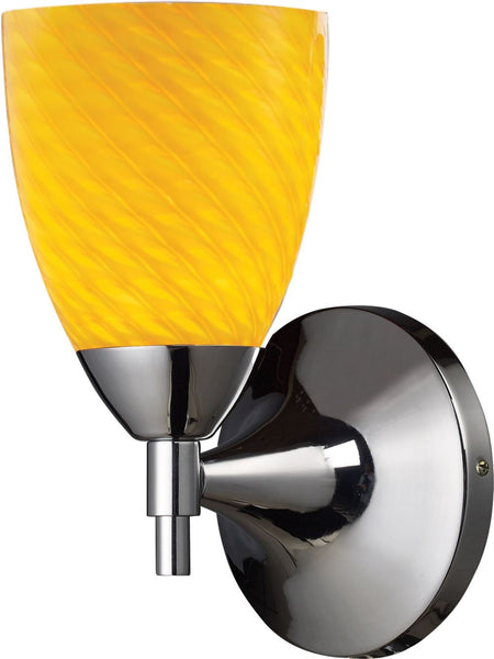 Celina 1 Light Sconce In Polished Chrome and Canary Glass