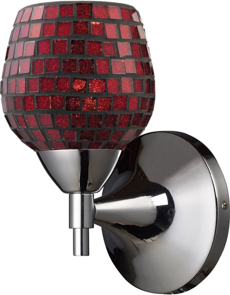 Celina 1 Light Sconce In Polished Chrome and Copper Glass