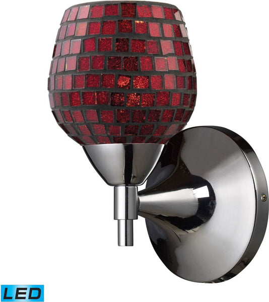 Celina 1 Light Led Sconce In Polished Chrome and Copper Glass