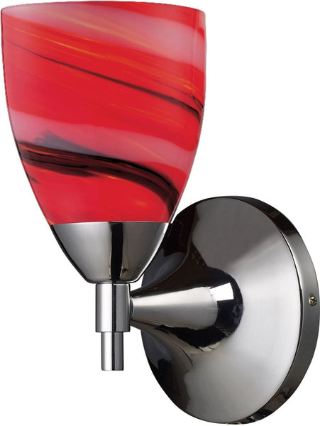 Celina 1 Light Sconce In Polished Chrome and Sandy Glass