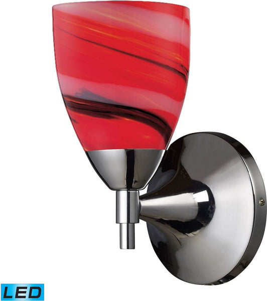 Celina 1 Light Led Sconce In Polished Chrome and Sandy Glass