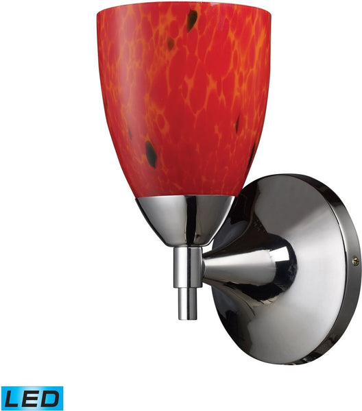 Celina 1 Light Led Sconce In Polished Chrome and Fire Red