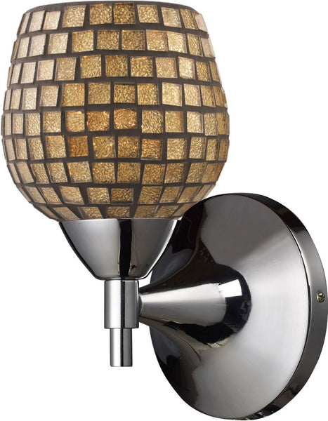 Celina 1 Light Sconce In Polished Chrome and Gold Glass