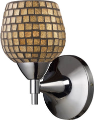 Celina 1 Light Sconce In Polished Chrome and Gold Glass
