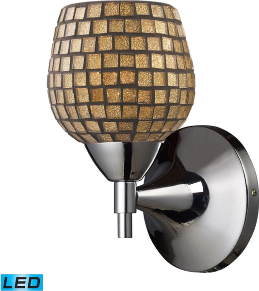 Celina 1 Light Led Sconce In Polished Chrome and Gold Glass