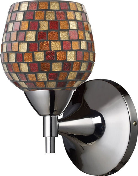 Celina 1 Light Sconce In Polished Chrome and Multi Fusion Glass