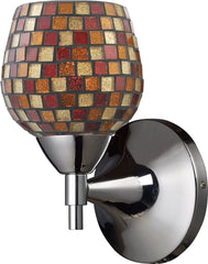 Celina 1 Light Sconce In Polished Chrome and Multi Fusion Glass