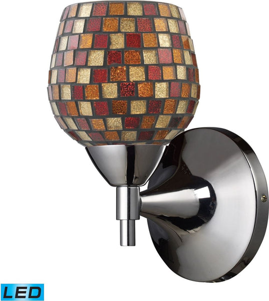Celina 1 Light Led Sconce In Polished Chrome and Multi Fusion Glass