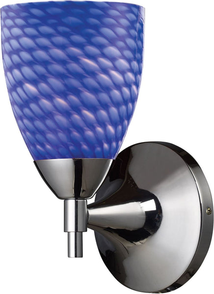 Celina 1 Light Sconce In Polished Chrome and Sapphire Glass