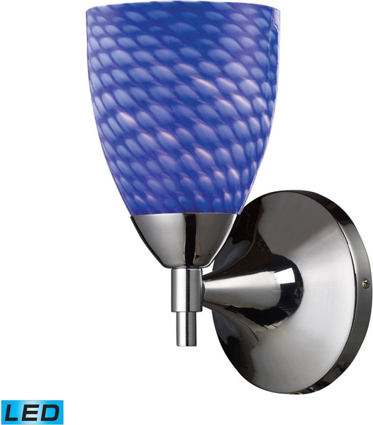 Celina 1 Light Led Sconce In Polished Chromew and Sapphire Glass