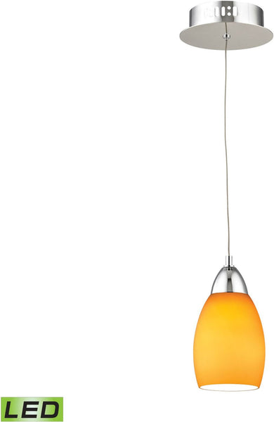 Buro 1 Light Led Pendant In Chrome With Yellow Glass