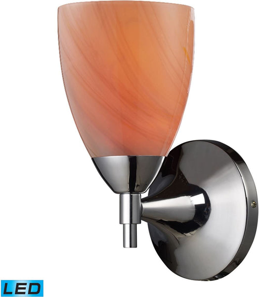 Celina 1 Light Led Sconce In Polished Chrome and Sandy Glass