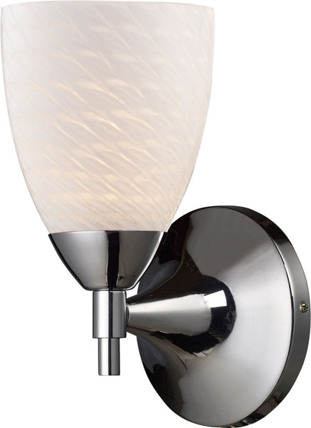Celina 1 Light Sconce In Polished Chrome and White Swirl Glass