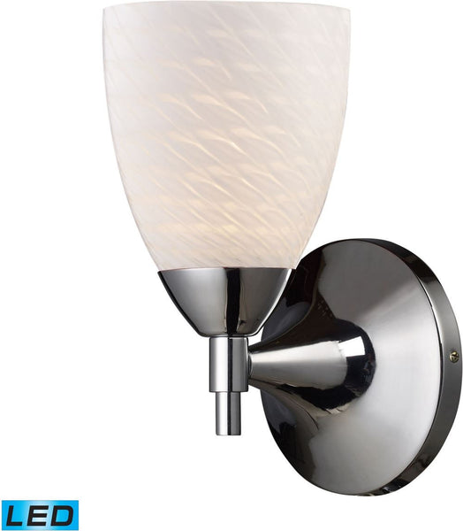 Celina 1 Light Led Sconce In Polished Chrome and White Swirl Glass