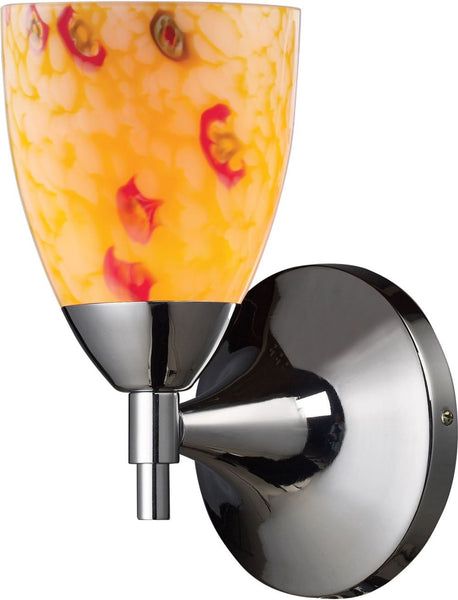 Celina 1 Light Sconce In Polished Chrome and Yellow Glass