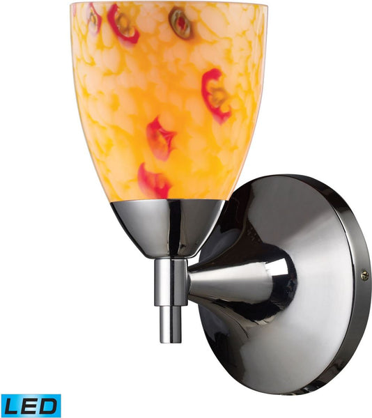 Celina 1 Light Led Sconce In Polished Chrome and Yellow Glass