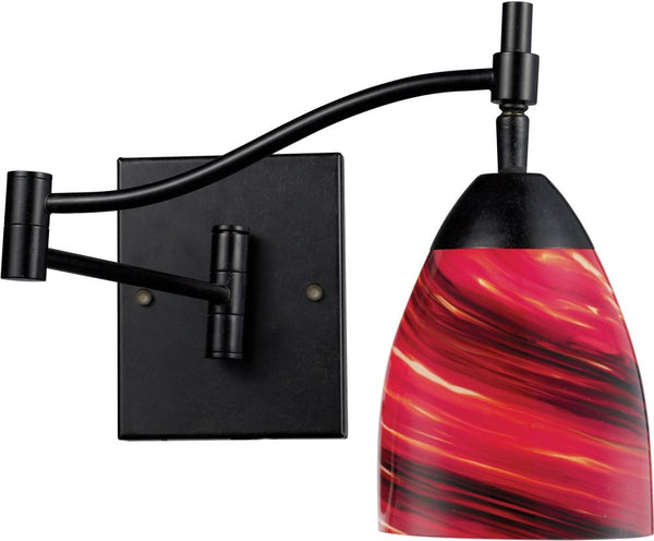 Celina 1 Light Swingarm Sconce In Dark Rust and Autumn Glass
