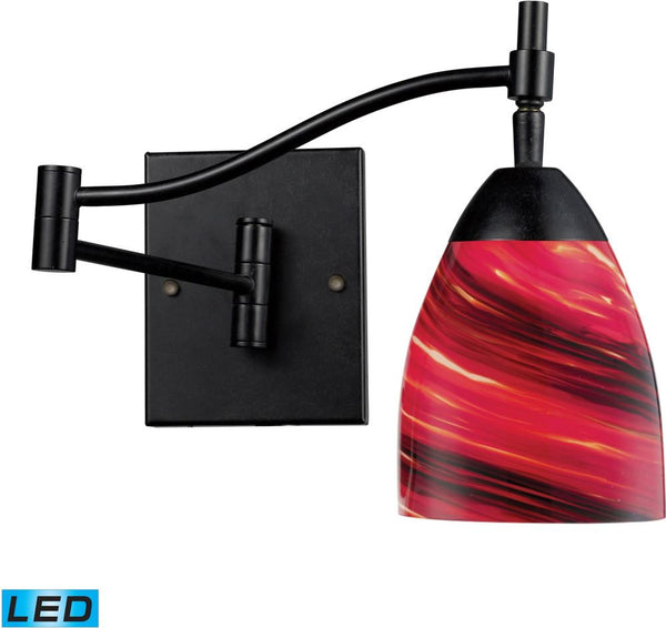 Celina 1 Light Led Swingarm Sconce In Dark Rust and Autumn Glass