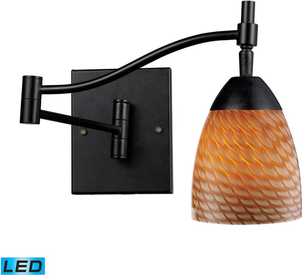 Celina 1 Light Led Swingarm Sconce In Dark Rust and Cocoa Glass