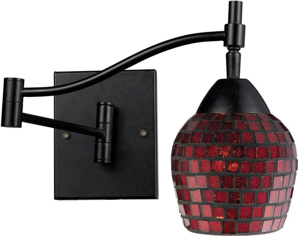 Celina 1 Light Swingarm Sconce In Dark Rust and Copper Glass