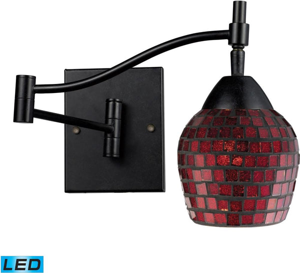 Celina 1 Light Swingarm Led Sconce In Dark Rust and Copper Glass