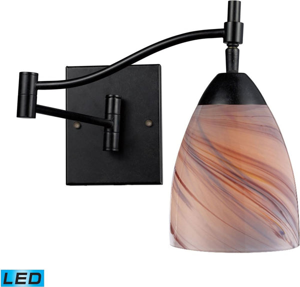 Celina 1 Light Swingarm Led Sconce In Dark Rust and Creme Glass
