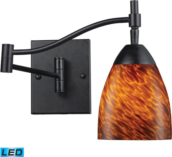 Celina 1 Light Swingarm Led Sconce In Dark Rust and Espresso