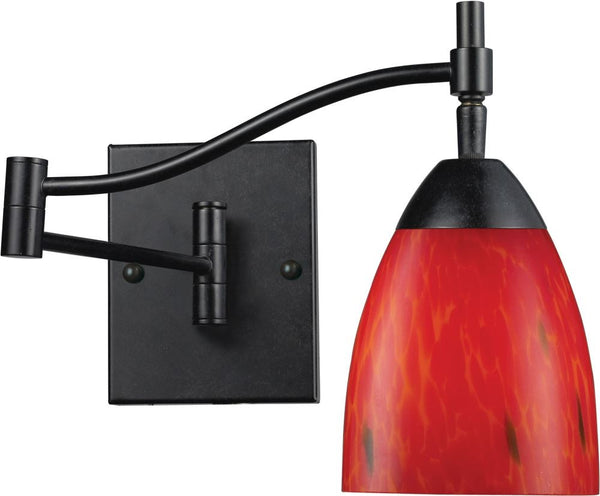 Celina 1 Light Swingarm Sconce In Dark Rust and Fire Red
