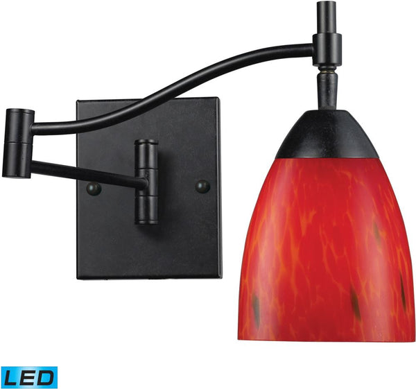 Celina 1 Light Led Swingarm Sconce In Dark Rust and Fire Red
