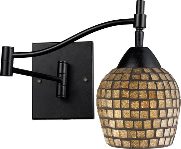 Celina 1 Light Swingarm Sconce In Dark Rust and Gold Leaf