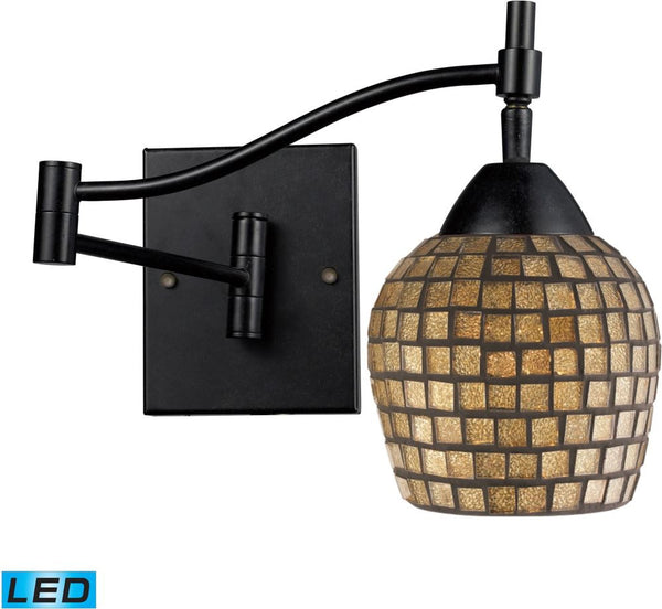Celina 1 Light Led Swingarm Sconce In Dark Rust and Gold Leaf