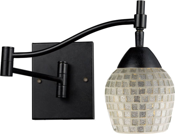 Celina 1 Light Swingarm Sconce In Dark Rust and Silver Glass