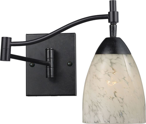 Celina 1 Light Swingarm Sconce In Dark Rust and Snow White