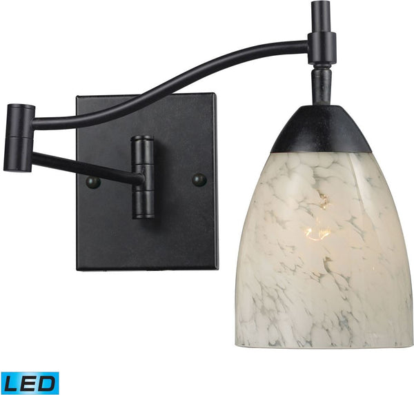 Celina 1 Light Led Swingarm Sconce In Dark Rust and Snow White