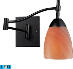 Celina 1 Light Led Swingarm Sconce In Dark Rust and Sandy Glass