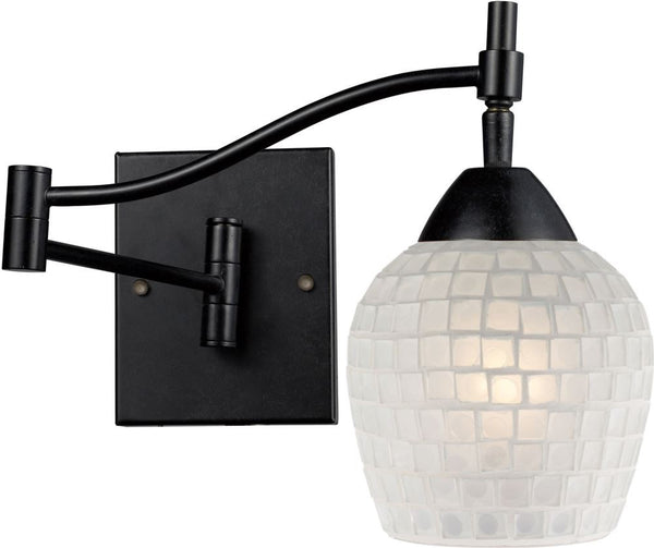 Celina 1 Light Swingarm Sconce In Dark Rust and White