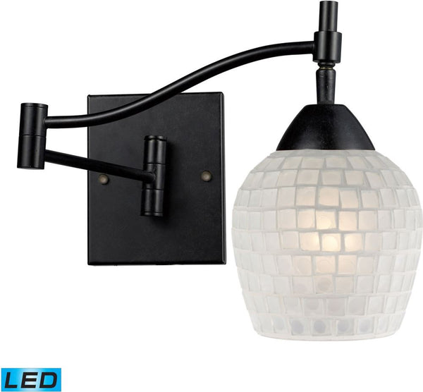 Celina 1 Light Led Swingarm Sconce In Dark Rust and White