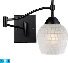 Celina 1 Light Led Swingarm Sconce In Dark Rust and White