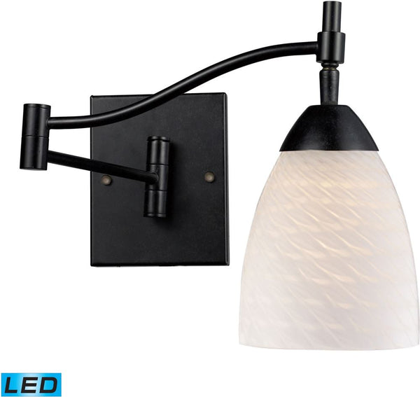 Celina 1 Light Led Swingarm Sconce In Dark Rust and White Swirl Glass