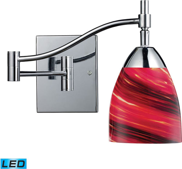 Celina 1 Light Led Swingarm Sconce In Polished Chrome and Autumn Glass