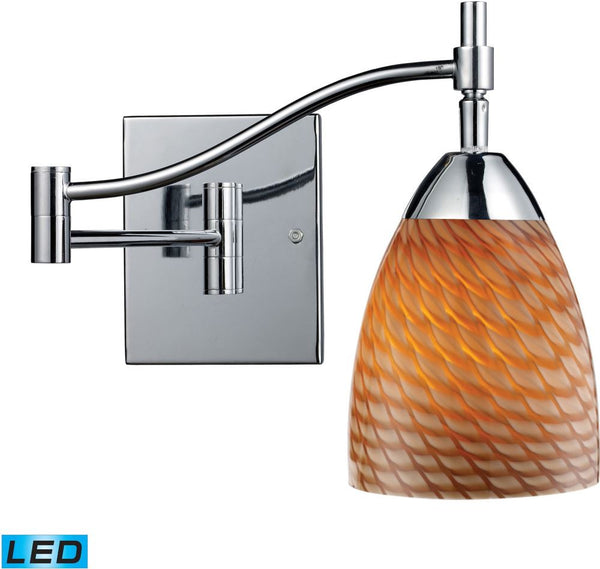 Celina 1 Light Led Swingarm Sconce In Polished Chrome and Cocoa Glass