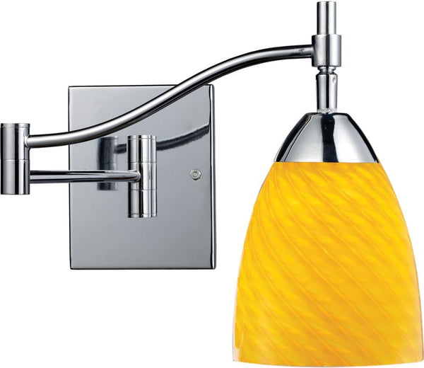 Celina 1 Light Swingarm Sconce In Polished Chrome and Canary Glass