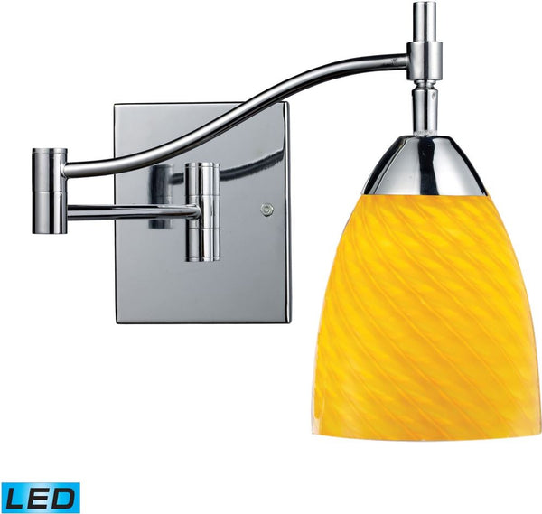 Celina 1 Light Led Swingarm Sconce In Polished Chrome and Canary Glass