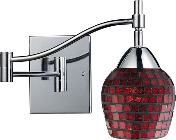 Celina 1 Light Swingarm Sconce In Polished Chrome and Copper Glass